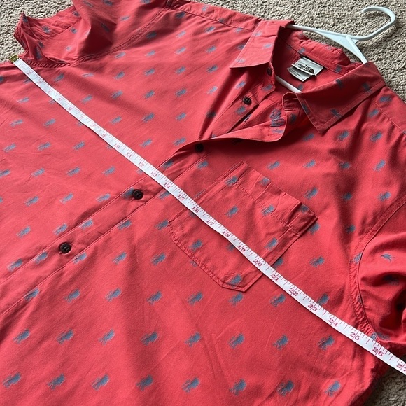 The North Face Hiker Printed Red Blue Short Sleeve Pocket Button Down Shirt - Picture 5 of 6